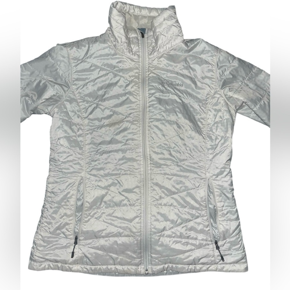 Columbia women's Omniheat silver puffer jacket